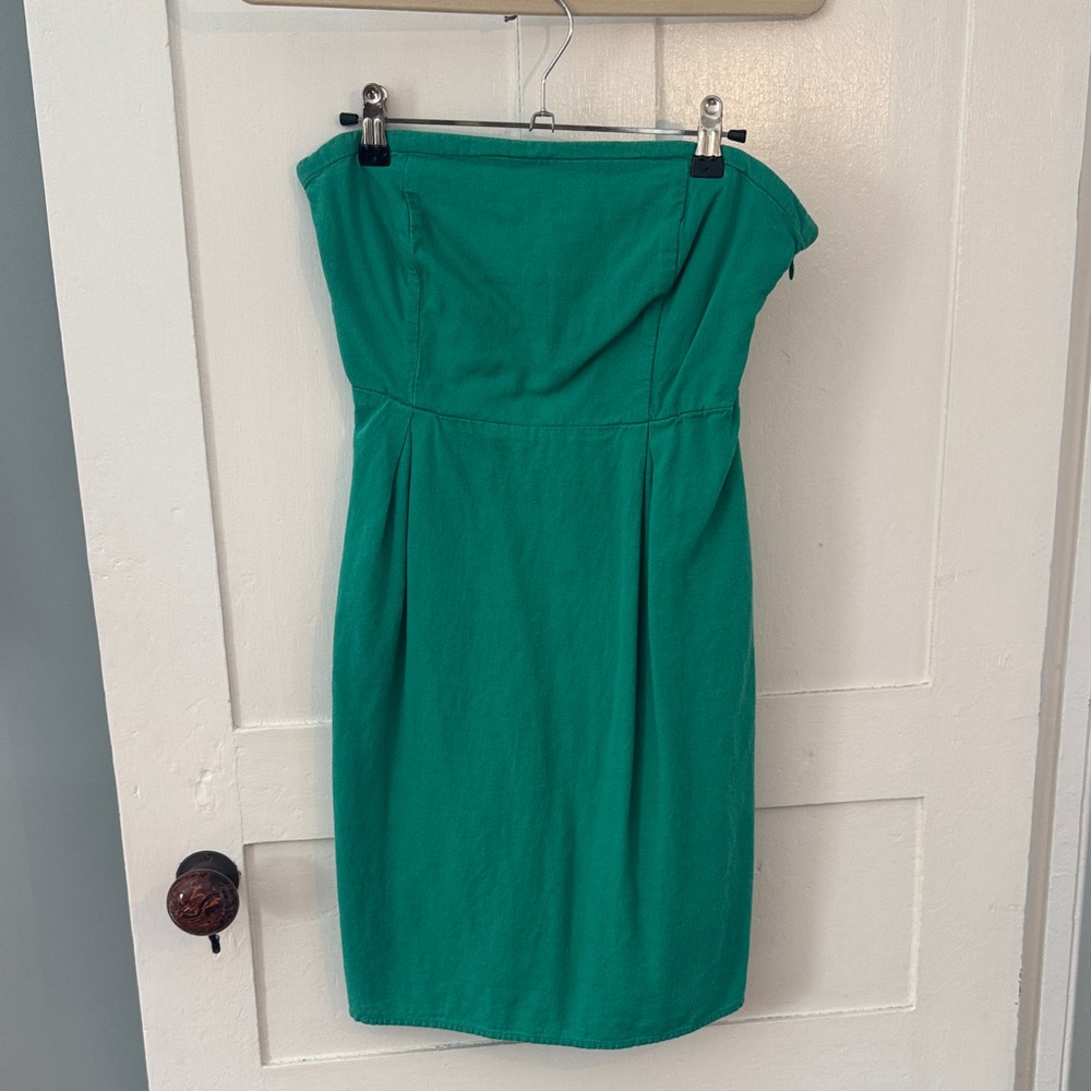 Old Navy Strapless Linen Teal Dress